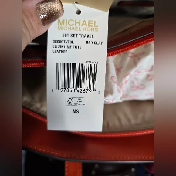 NWT Michael Kors Jet Set 2-in-1 Pebbled Leather & Logo Tote – Red Clay - Picture 9 of 10